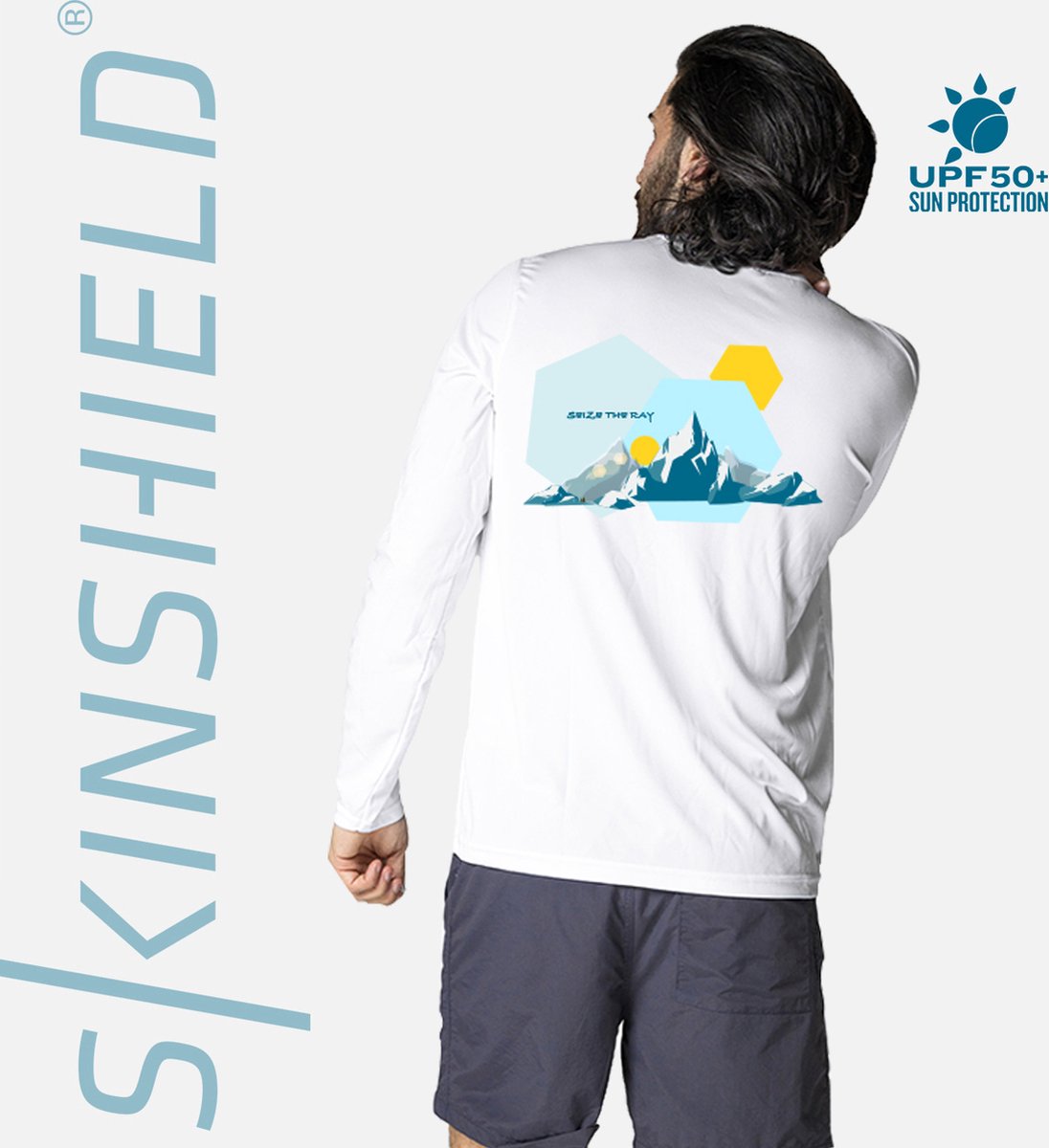 Skinshield - Seize The Ray - UPF 50+ UV-zonbeschermend sport shirt heren - lange mouw - wit - XXL