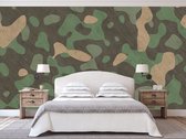 Professioneel Fotobehang camouflage met een houtstructuur - groen - Sticky Decoration - fotobehang - decoratie - woonaccesoires - inclusief gratis hobbymesje - 325 cm breed x 220 cm hoog - in