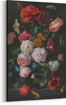 Schilderij op Canvas - 60 x 90 cm - Stilleven met Bloemen - Vaas met Bloemen - Jan Davidsz de Heem - Bloemen en Planten - Wanddecoratie - Muurdecoratie - Slaapkamer - Woonkamer