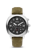 KRNS 2016 - Horloge - Analoog - Heren - Mannen - Leren band - Groen - Zilverkleurig - Zwart