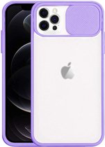 Backcase CamShield Slide Cover Camera Bescherming iPhone 12 Pro Paars - Telefoonhoesje - Smartphonehoesje - Zonder Screen Protector