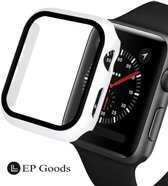 EP Goods - Full Cover Tempered Glass Screen Protector Cover/Hoesje Voor Apple Watch Series 4/5/6/SE 44mm - Hard - Protection - Wit