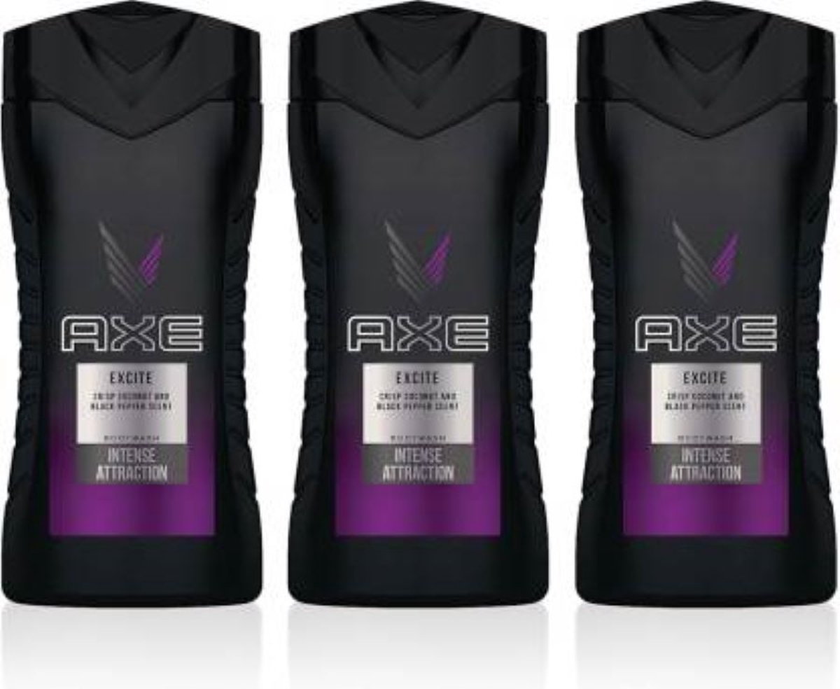 Goedkoopste Axe Excite - 250 ml - Douche Gel - 3 stuks - Voordeelverpakking