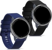 kwmobile 2x armband voor Garmin Venu - Bandjes voor fitnesstracker in zwart / donkerblauw