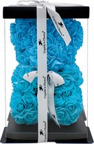 Cupido’s Choice ®️ Rozen Beer 25cm Inclusief Gift Box – Rozen Teddybeer – Rose Bear - Blauw