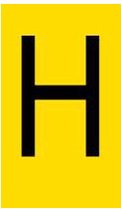 Mini letter H, geel zwart 14 x 19 mm - 54/vel
