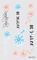 Temporary tattoo | tijdelijke tattoo | fake tattoo | Be joyful & bloemen | 120 x 75 mm