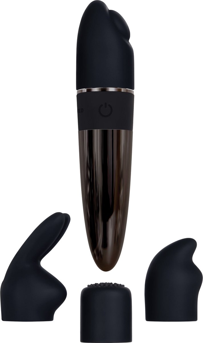 Goedkoopste Dubbelzijdige minivibrator met opzetstukjes Evolved - - Zwart