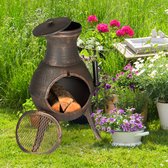 relaxdays Cheminée de jardin bronze - poêle de jardin - pour extérieur - fonte - foyer - couleur bronze