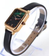 Longbo - Meibin - Dames Horloge - Zwart/Rosé/Groen - 21mm