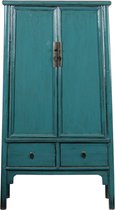 Fine Asianliving Antieke Chinese Bruidskast Teal Glanzend B103xD47xH183cm Chinese Meubels Oosterse Kast