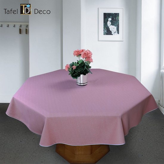 Tafelkleed roze, met witte streep, vuilafstotend, model Maria ovaal 150 x  230 | bol.com