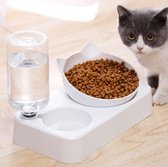 2-In-1 Voer & Waterdispenser - Automatische Waterbak Voerbak Dispenser - Voeder Automaat Voor Katten Voer - Water & Droogvoer Voedsel Voerdispenser Eetbak Drinkbak - Voor Kittens E