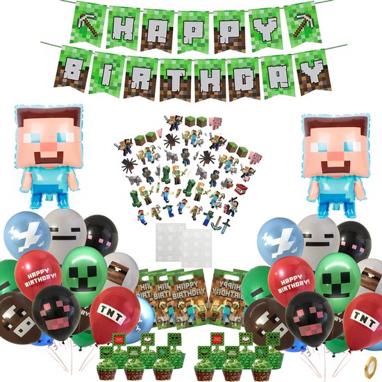 Minecraft versiering - ballonnen - feest - verjaardag - ballon - 64 st