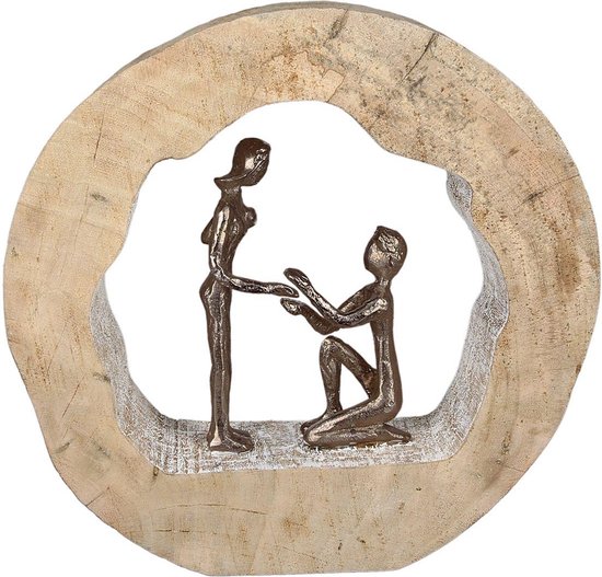Gilde handwerk Sculptuur Beeld Hout Staal Huwelijksaanzoek Bronskleurig