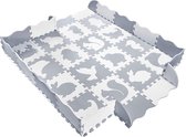 Maison Extravagante - Baby speelmat puzzel XL dierentuin met PVC opbergtas - Grijs - Wit - EVA schuim - 150x150x 1.2cm - Speelmat met rand - Speelbox