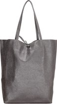 Charm London Leren Shopper Elisa Metallic Donker Zilver