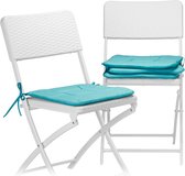 Relaxdays 4x stoelkussen - kleurrijk zitkussen - 38x38 - tuinkussen - wasbaar - turquoise