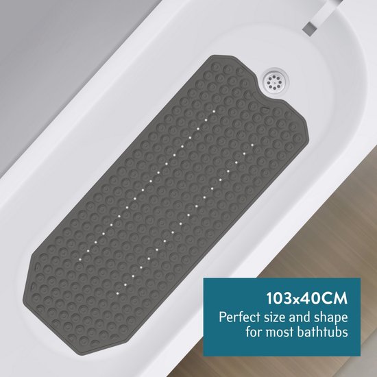 Foto: Tatkraft secure xxl antislipmat badkuip mat antislip badkamer badmat met 153 zuignappen rechthoekige anti slip veiligheidsmat voor in bad badtapijt toilet mat schimmelbestendig veiligheidsmat rubber badkamermat 103x40 cm zwart