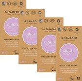 Ginger Organic tampons met applicator normaal 70 stuks - 5 x 14 stuks - 100% puur biologisch katoen