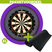 Winmau Blade 6 Triple Core + Rubberen Dartmat 90*300 + Dartbordverlichting Basic XL (Paars)