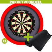 Winmau Blade 6 Triple Core + Rubberen Dartmat 120*300 + Dartbordverlichting Basic XL (Rood)