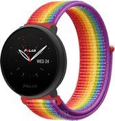 Nylon Smartwatch bandje - Geschikt voor  Polar Ignite 2 nylon band - regenboog - Strap-it Horlogeband / Polsband / Armband