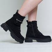 KIM - boots dames - zwart - suède - met zakje