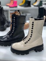 Dames laarzen - Platform Laarsjes voor vrouwen - Beige - Maat 39