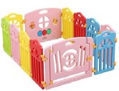 Speelbox -Kinderbox - Babybox- Boxen-Speelpen - Ballenbak - Grondbox - Kruipbox - voor Peuter en kind - Afscherming - met zuignappen - 115x 150cm - 10hekjes - 1 poort met slot - 1