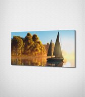 Boat In Sunlight Canvas- 100 x 60 cm - Landschap - Schilderij - Canvas - Slaapkamer - Wanddecoratie  - Slaapkamer - Foto op canvas