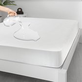 UNIFICATO Waterdichte Matrasbeschermer Hoeslaken 90x200cm - Hoeslakenbadstof - Ademend - Antibacteriëel - Katoenen oppervlak -Rondom Elastiek - Wit - Incontinentie Matrasbeschermer