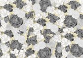Vliesbehang Bloemen Rozen XXL – fotobehang – 368 x 254 cm - Zwart Wit