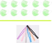 Mondkapjes Vakantie Pakket: 50 groen Mondmaskers | 5 Earsavers Mix