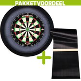 Mission Axis + Rubberen Dartmat 120*300 incl oche + Dartbordverlichting Basic XL (Zwart)