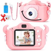 Digitale Kindercamera - HD 1080p -  32GB -  Inclusief Micro SD Kaart - Vlog Camera voor Kinderen - Digitaal Kinderfototoestel - Klein Formaat Speelgoed Camera - Happy Monster - Roze