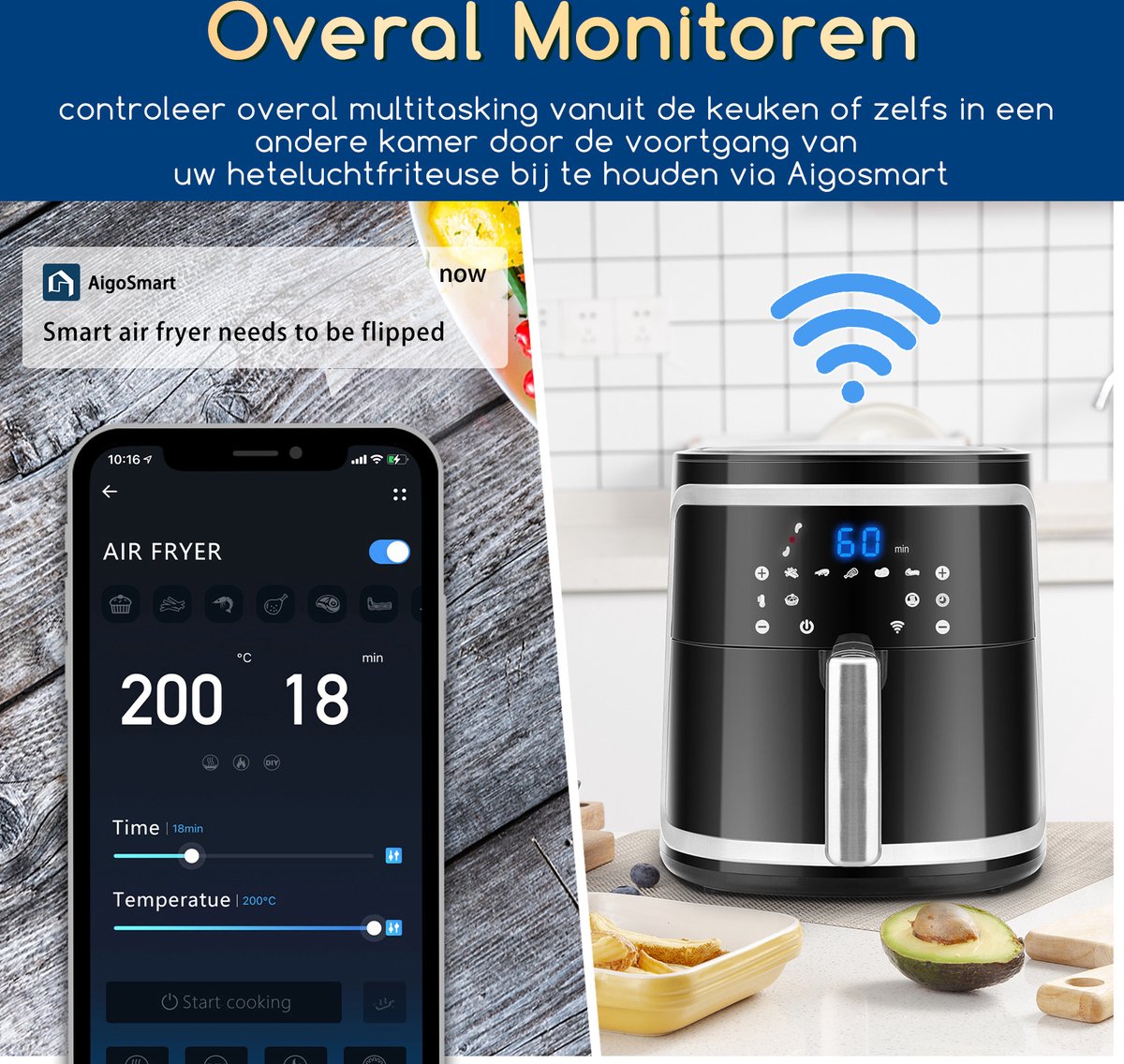 Aigostar Digitaal Airfryer-7L Hetelucht Friteuse-Receptenboek kopen? Shop  bij fonQ!