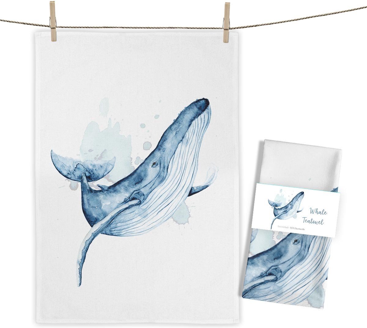 Theedoek Whale Jump - 50x70 cm - walvis