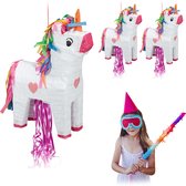 Relaxdays 3x pinata eenhoorn - unicorn - piñata - verjaardag - kinderen - meisjes