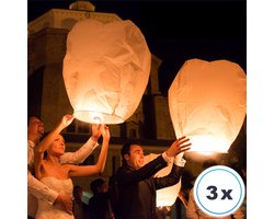 VOLANTERNA: 3 Grote witte wensballonnen vliegende papieren