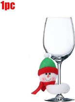 Kerst Decoratie - 2 Stuks - Wijn Glas - Wijnfles - Kerstman - Elanden - Sneeuwpop - Wijn - Fles - Decoratie - Xmas - Nieuwjaar - Sneeuwpop