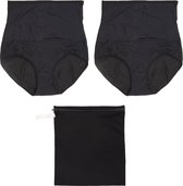 Cheeky Wipes Menstruatie/corrigerend ondergoed - Feeling Confident + Wetbag - Set van 2 - Slip - Maat 40-42 - Zwart