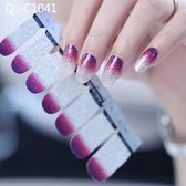 nail art sticker zilver glister glitter rose paars nagel sticker