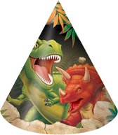 24x stuks Dinosaurus thema papieren feesthoedjes - Kinder verjaardag