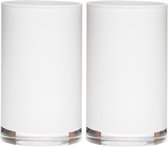 Set van 2x stuks witte home-basics Cylinder vorm vaas/vazen van wit glas 20 x 12 cm - Bloemen/takken vaas voor binnen gebruik