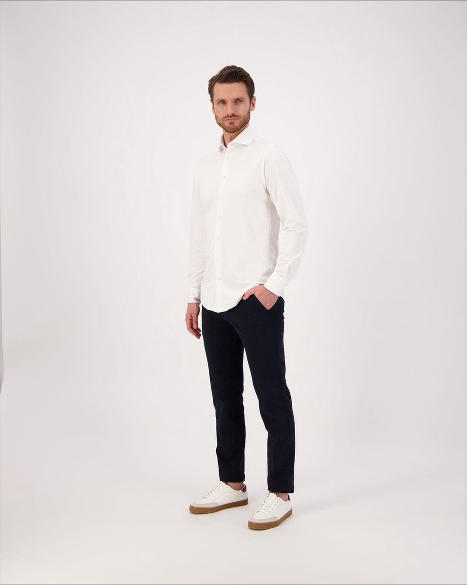 PEERS-Amsterdam - overhemd heren lange mouwen - Wit - rek in 4 richtingen - beweegt altijd met je mee - slim fit - kreukvrij/strijvrij - maat 42 - XL