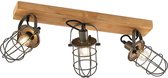 Lindby - plafondlamp hout - 3 lichts - metaal, dennenhout - H: 22 cm - E14 - donkergrijs,