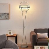 Lindby - LED vloerlamp- met dimmer - 1licht - staal, aluminium, siliconen - H: 186.5 cm - nikkel - Inclusief lichtbron
