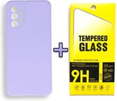 HB Hoesje Geschikt voor Samsung Galaxy A72 Paars & Glazen Screenprotector - Siliconen Back Cover