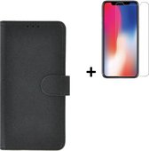 Hoesje iPhone 11 Pro Max + Screenprotector iPhone 11 Pro Max - iPhone 11 Pro Max Hoes Wallet Bookcase Zwart + Tempered Glass